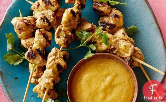 Brochettes de poulet avec Chutney de Pêche sans cuisson
