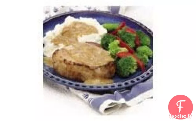 Côtelettes de Porc et Sauce à l'Oignon à la Moutarde