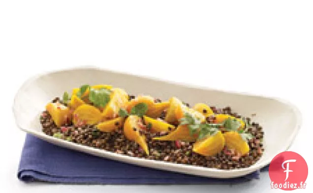 Lentilles Au Gingembre, Betteraves Dorées Et Herbes