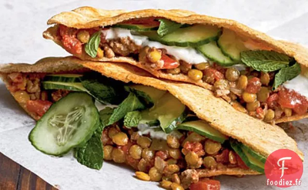 Lentilles mouillées en Pita