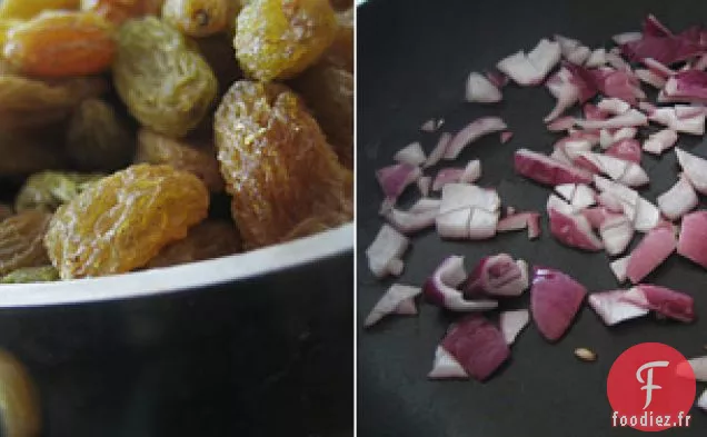 Trempette Aux Lentilles Rouges Et Raisins Secs Dorés Pour Les Légumes