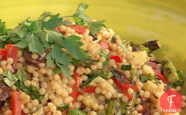 Couscous Israélien Grillé aux Légumes et Vinaigrette au Citron-Balsamique