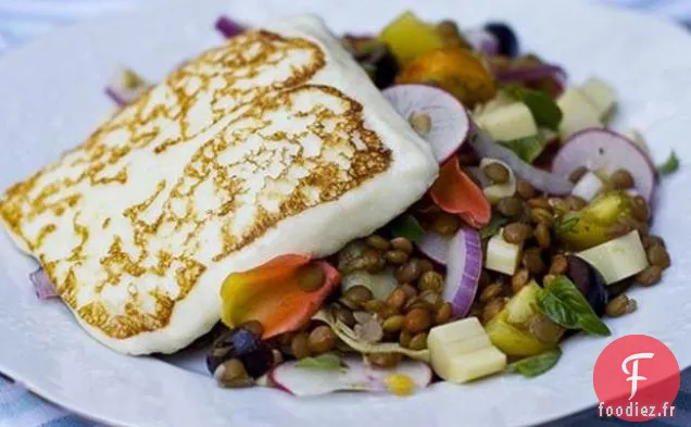 Fromage Kasseri Poêlé et Salade de Lentilles d'Été