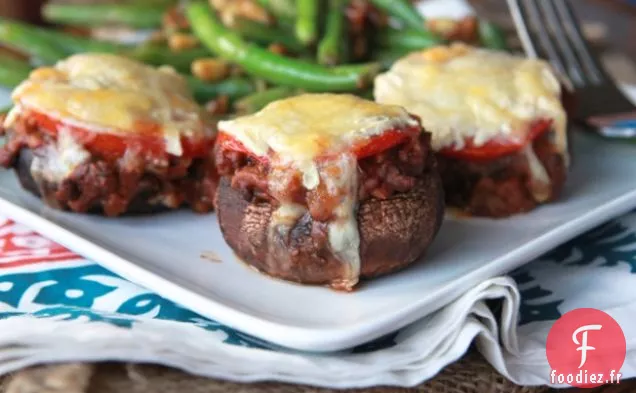 Casquettes Portabella farcies au chili végétarien