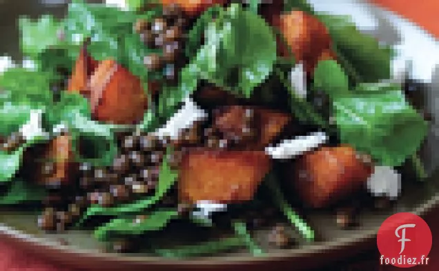Salade de Potiron Épicé, Lentilles et Fromage de Chèvre