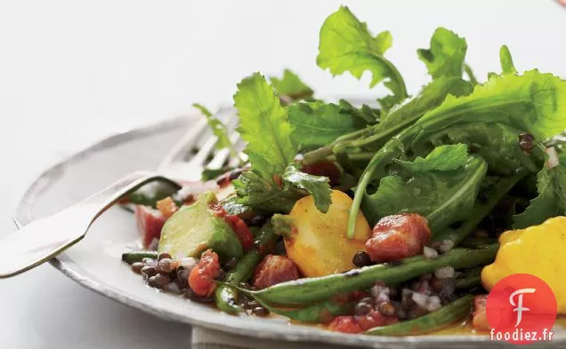 Salade de Haricots Verts Grillés à la Vinaigrette aux Lentilles