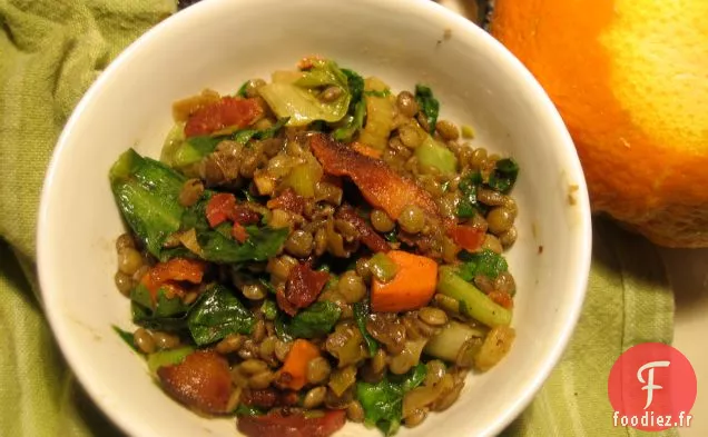 Salade De Lentilles Parfumées À L'Orange Et Scarole Flétrie