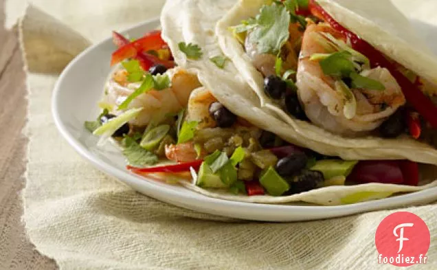 Tacos aux Crevettes à la Coriandre et au Citron Vert