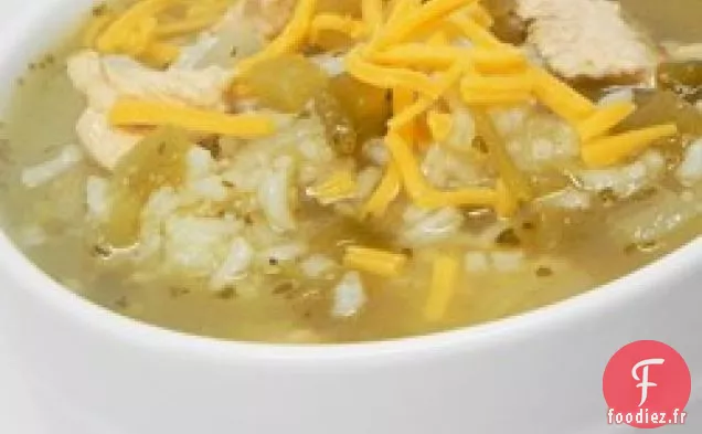Soupe au Poulet et au Riz au Chili Vert