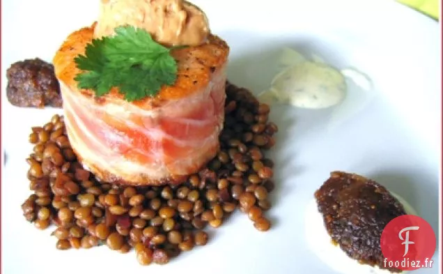 Tournedos De Saumon, Lentilles Épicées Et Foie Gras