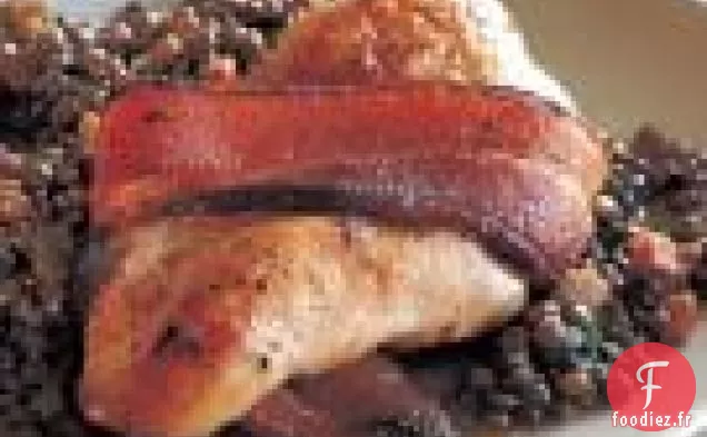 Poitrines De Poulet Enveloppées De Bacon Et Salade De Lentilles Tiède