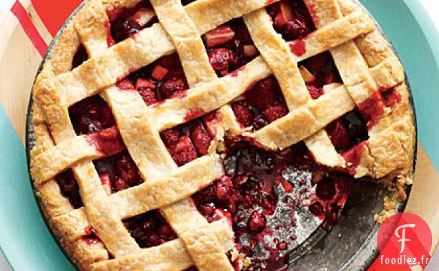 Tarte Aux Canneberges et aux Framboises Garnie De Treillis