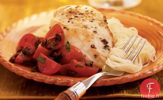 Poulet à la Tomate Cerise et Garniture aux Olives