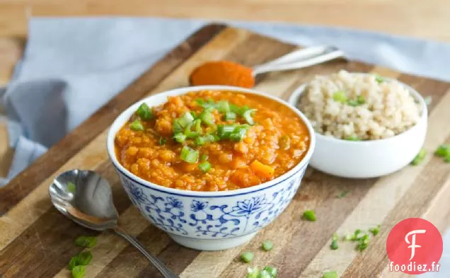 Soupe de Lentilles Rouges Au Curry Et À la Noix De Coco
