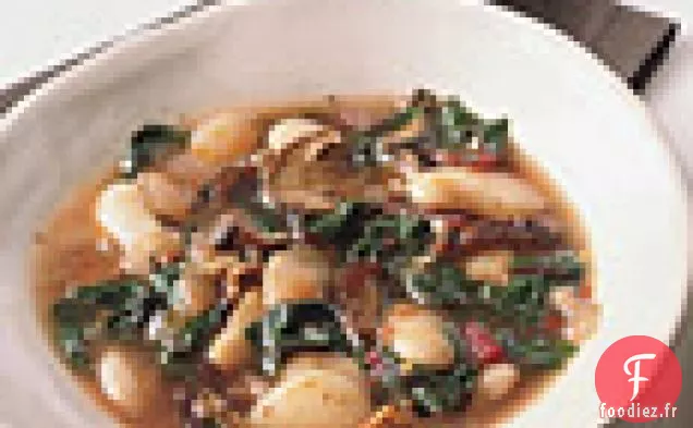 Haricots de Lima aux Champignons Sauvages et Blettes