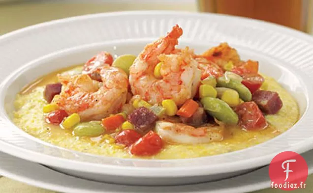 Crevettes et Gruau avec Succotash