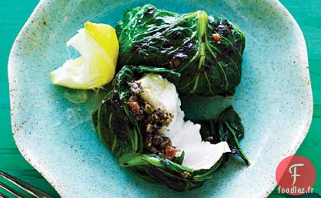 Paquets de Flétan Grillé, Laitue et Tapenade