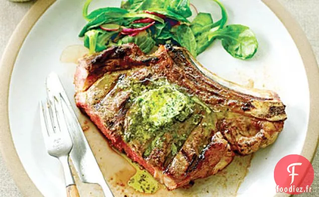 Entrecôtes Grillées aux Herbes avec Beurre aux Herbes et au Citron