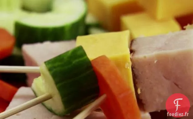 Brochettes de Chevreau avec Dinde, Tomates, Carottes et Concombre