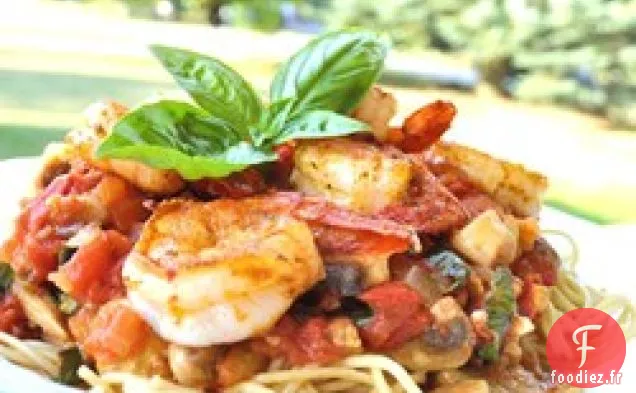 Pâtes Linguines aux Crevettes et Tomates