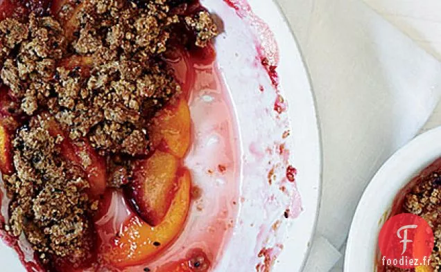 Pêches et Prunes avec Crumble au Sésame