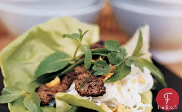Rouleaux de Bœuf à la Citronnelle avec Nouilles de Riz