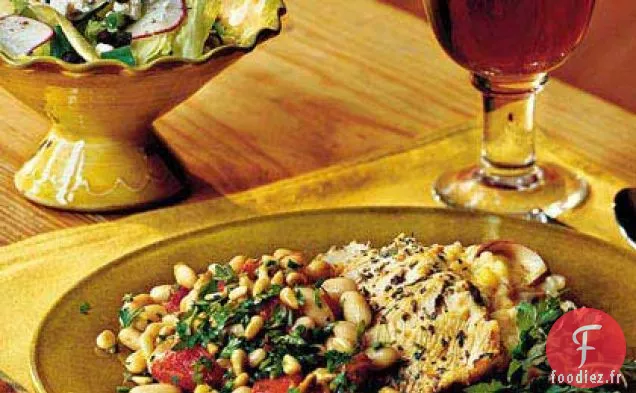 Lanières de Dinde aux Herbes Avec Poivrons et Haricots Rôtis