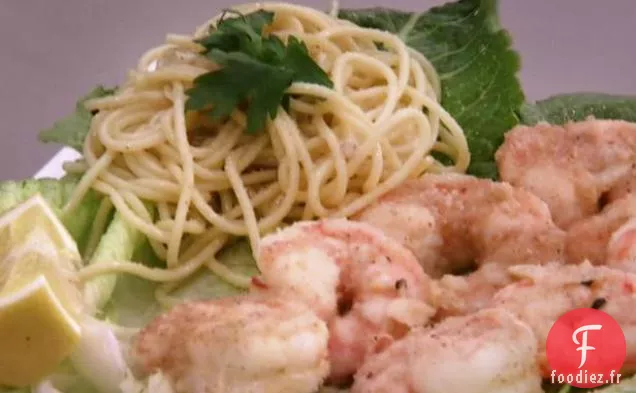 Crevettes Taylor avec Spaghetti à la sauce au Beurre et à l'Ail