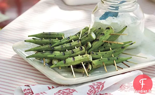 Gombo Grillé Poivré Avec Trempette Citron-Basilic