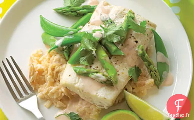 Paquets de Parchemin de Flétan avec Riz Coco-Amande