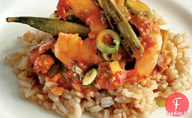 Pilau de crevettes et de Gombo des basses terres