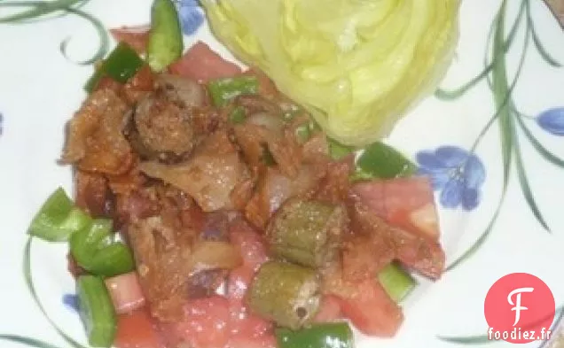 Salade de Bacon, Tomate et Gombo Frit