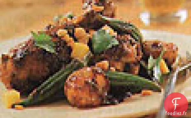 Cuisses de Poulet au Curry avec Gombo et Pommes de terre