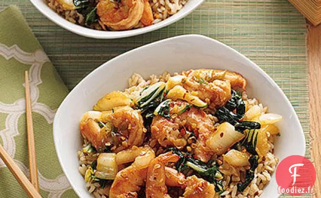 Crevettes Sautées et Bok Choy