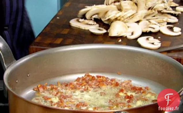 Haricots Verts sautés à la Pancetta et aux Champignons