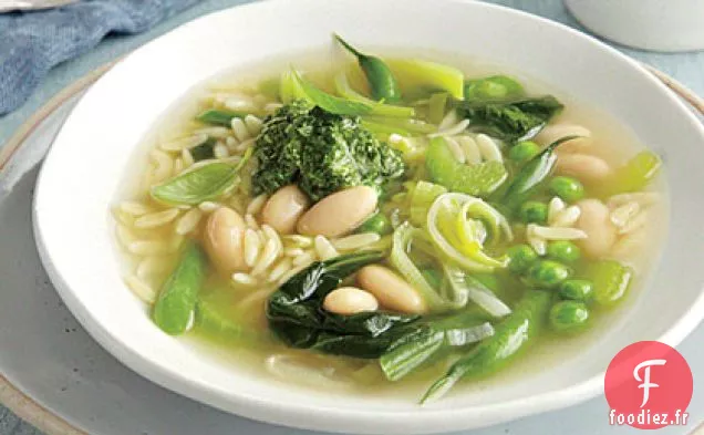 Soupe de Légumes Verts au Pesto Citron-Basilic