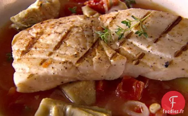 Flétan au Bouillon d'Artichauts et de Tomates