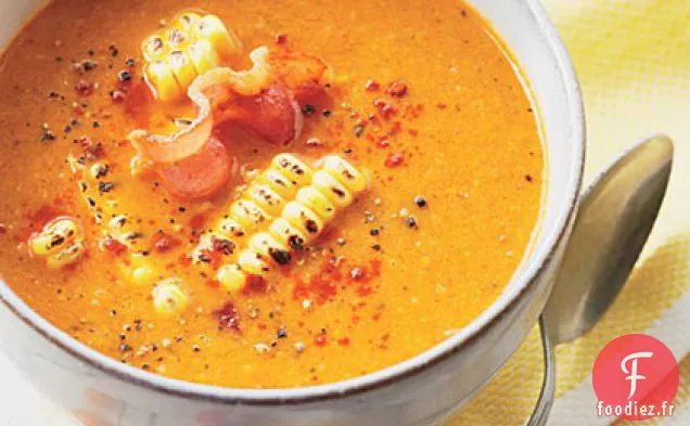 Soupe de Tomates et Maïs Rôties