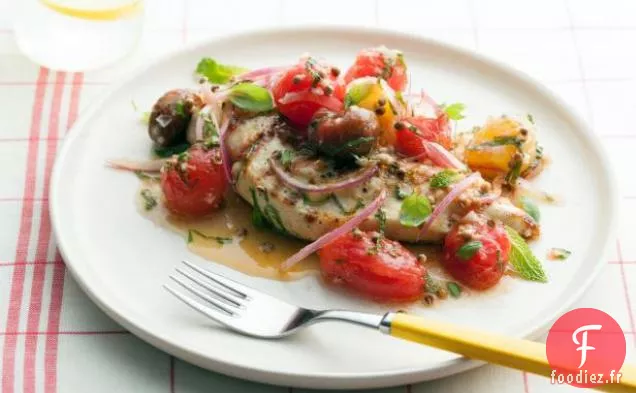 Poitrine de Poulet Grillée avec Salade de Tomates Cerises Marinées