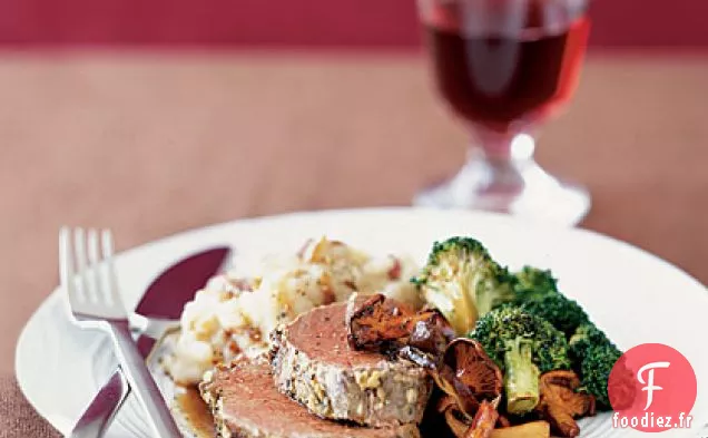 Filet Mignon Rôti aux Herbes et Champignons Sautés