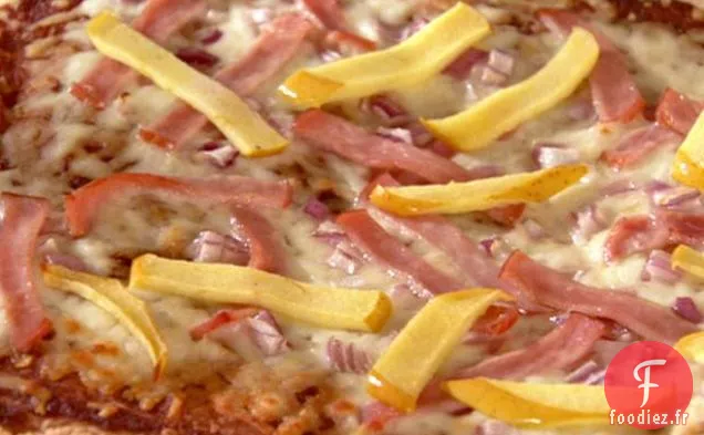 Pizza au Bacon Canadien, à l'Oignon Doux et aux Pommes