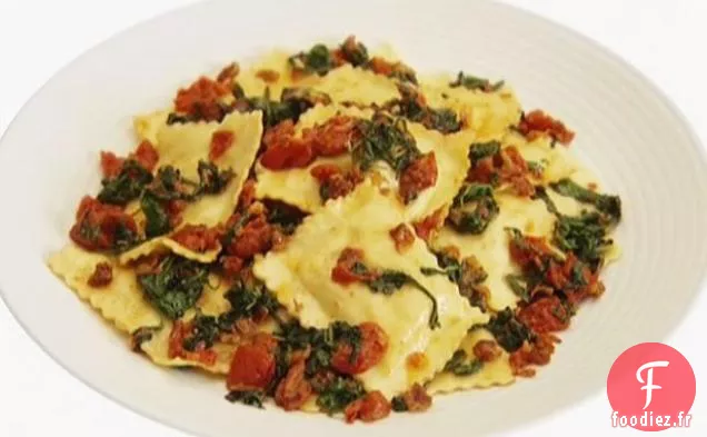Raviolis à la Roquette, Tomates et Pancetta