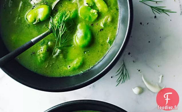 Soupe de Poireaux, de Laitue et de Fava
