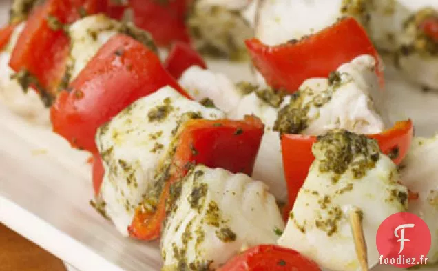 Brochettes de Flétan au Pesto