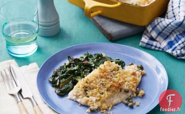 Sole de Citron Cuite au Four avec Bettes à Carde Sautées