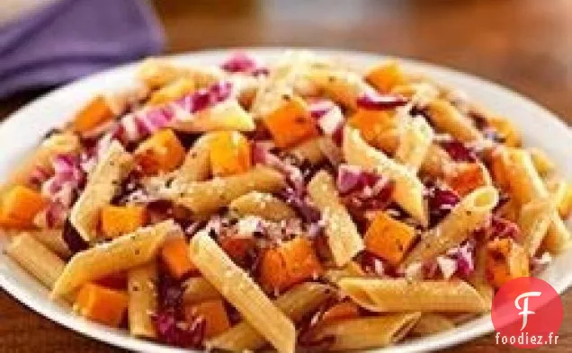 Penne de Grains Entiers avec Radicchio, Courge Musquée et Parmigiano-Reggiano