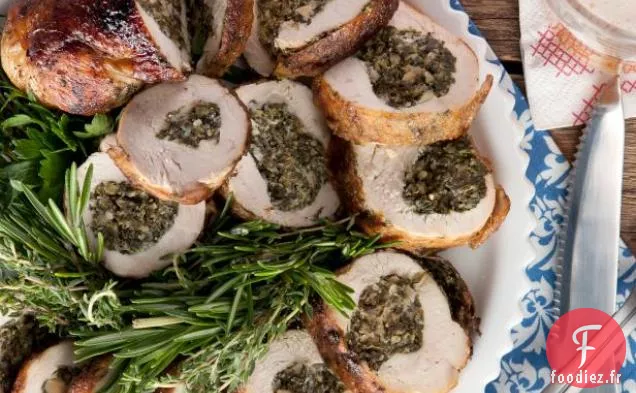 Roulade de Poulet Farci au Fromage de Chèvre et aux Herbes
