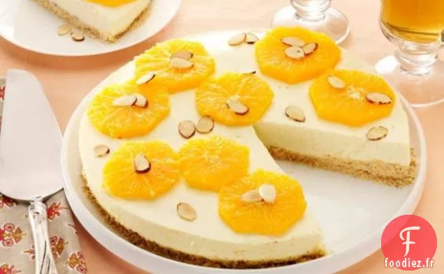 Gâteau au fromage à l'Orange sans Cuisson aux Amandes Grillées