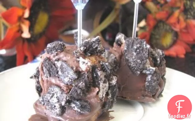 Bouchées De Banane Oreo Congelées Trempées Au Beurre D'Arachide Et Au Chocolat