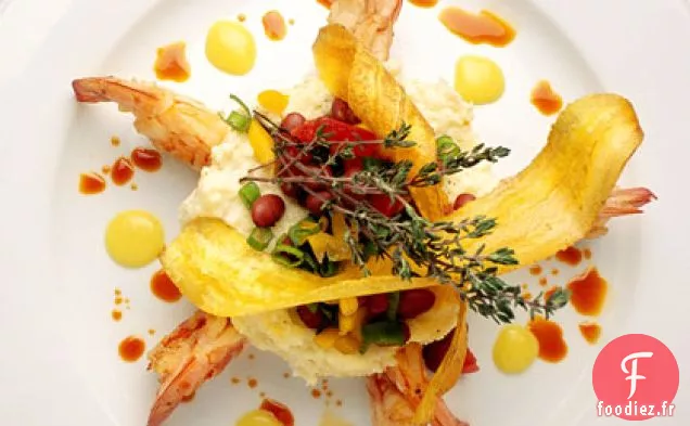 Gruau De Crevettes-Manchego - Chorizo Avec Salsa De Haricots Rouges